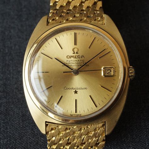 vintage omega constellation 18k gold watch price